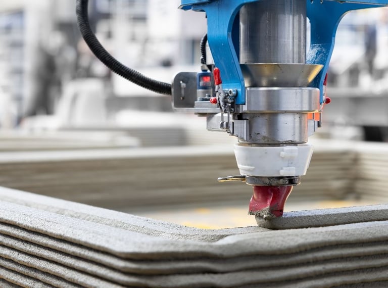 a machine is cutting a block of concrete