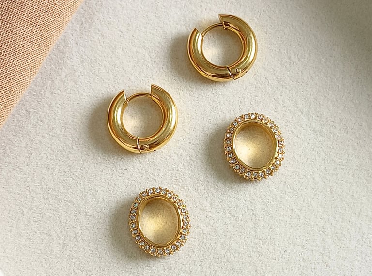 gold-plated earrings with cubic zirconia