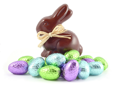 Chocolate eggs and chocolate bunny