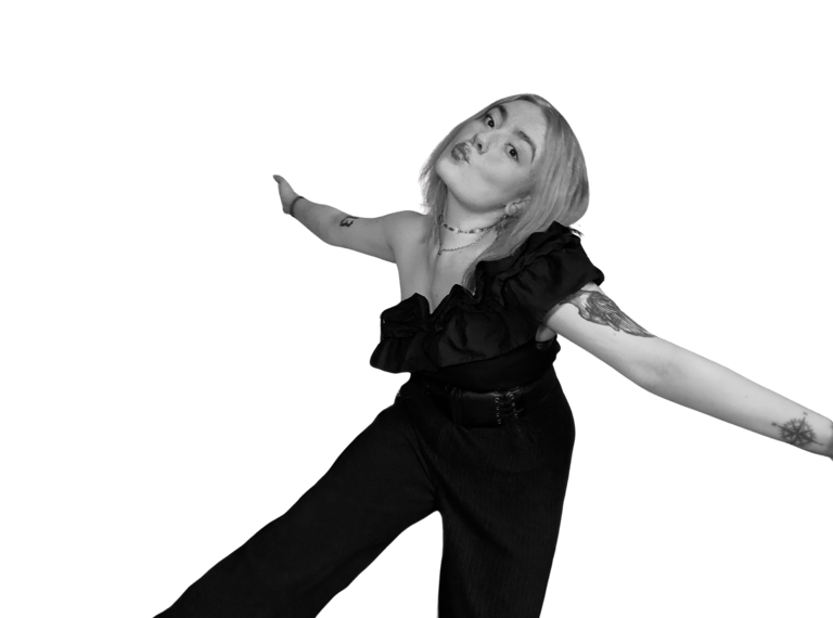 a woman in a black and white photo 