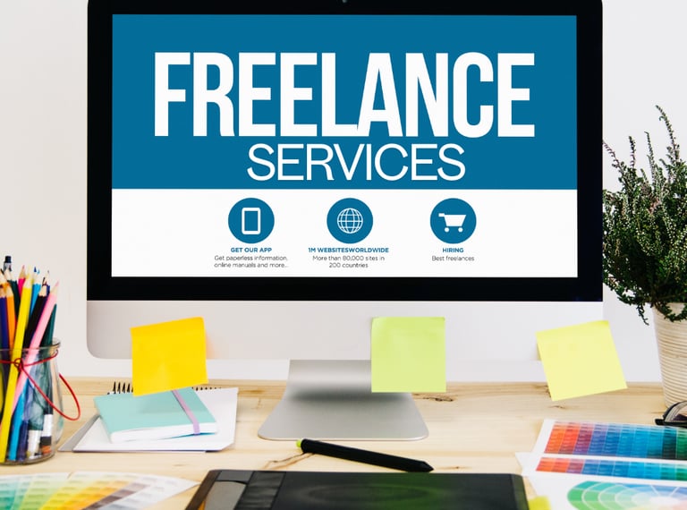 a desktop computer monitor screen displaying a freelance
