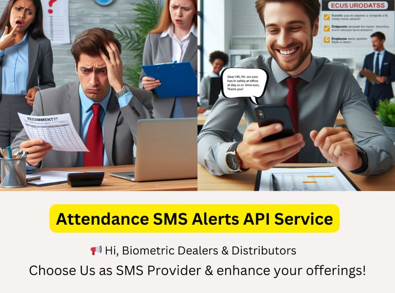 SMS alerts for Biometric Attendance Machine