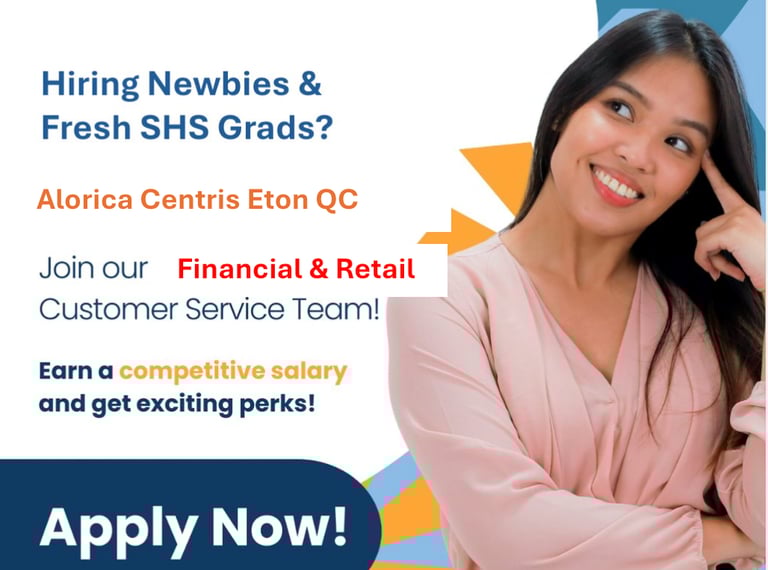 Alorica Centris Eton QC No call Center Experience Required Work From Home Tagalog Dayshift WFH