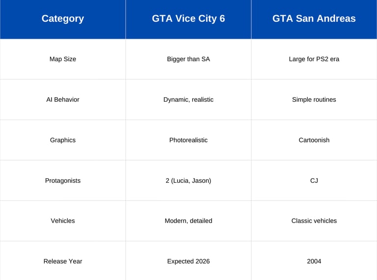 GTA Vice City 6 vs San Andreas 6 – Comparison