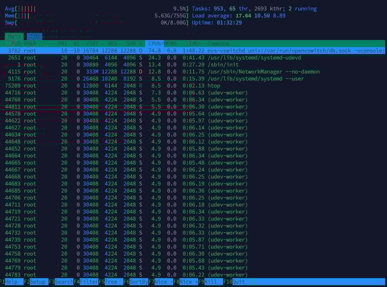 amd rpyc 9754 htop output