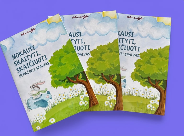 Lavinimo knygelė, skirta mokytis skaityti, skaičiuoti ir pažinti spalvas