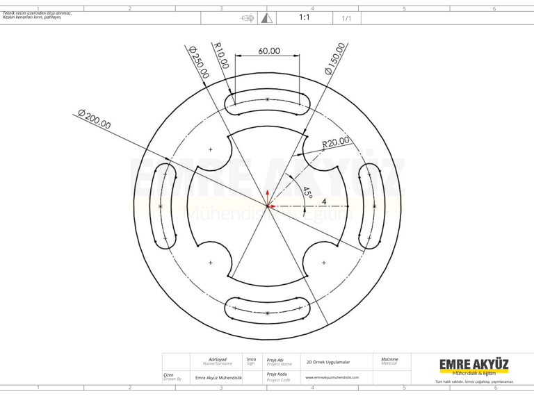 autocad çizim uygulaması, solidworks çizim uygulaması, örnek çizim uygulamaları