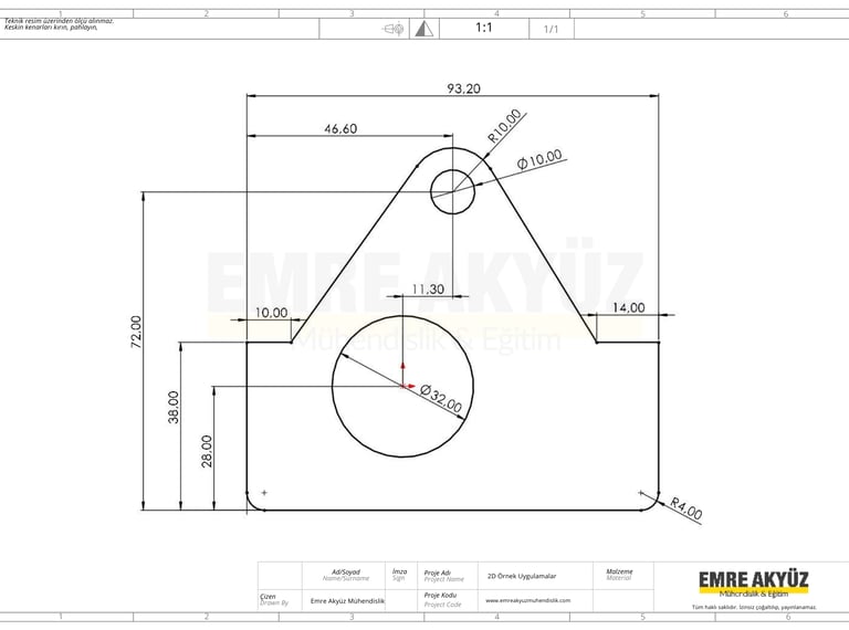 circle 2 boyutlu çizim, line 2d çizim, 2 d çizim örneği, autocad uygulamaları