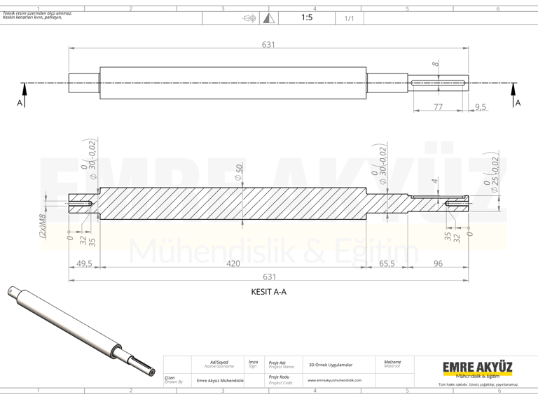 mil teknik resmi, solidworks mil teknik resim, autocad mil teknik resim,