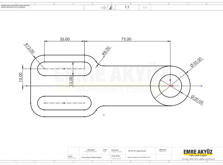 autocad 2d, solidworks 2d, autocad 2d çizim, solidworks 2d çizim örnekleri