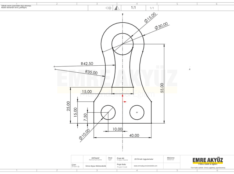 solid edge örnek çizim, örnek 2 boyutlu çizimler, örnek 2d çizim, 2d çizim uygulamaları