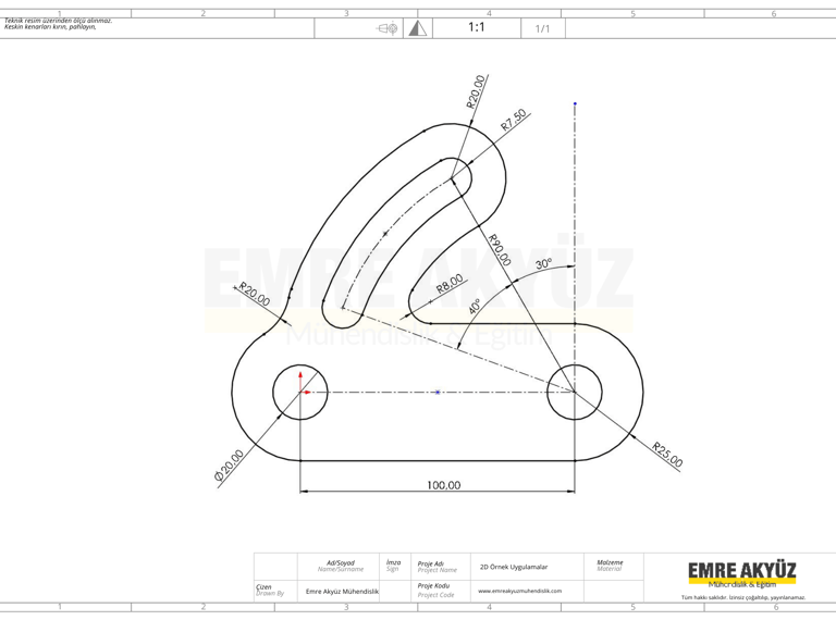 autocad çizim, autocad örnek çizim, autocad 2d örnek, autocad 2b örnek