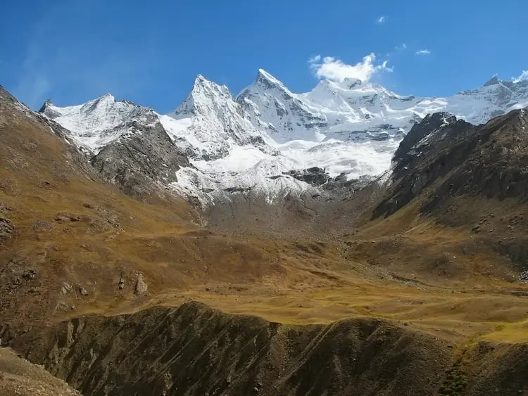 Nun Kun peaks rising above the landscapes of Suru Valley, Ladakh
