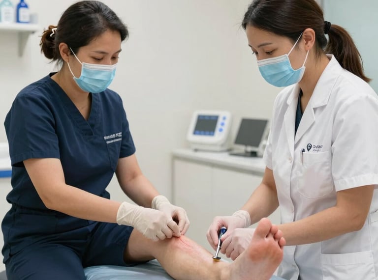 Tratamiento podológico a paciente con problemas de uñas incarnadas