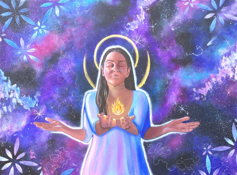 Power portrait of a woman trusting the universe by artist Silvia Salerno