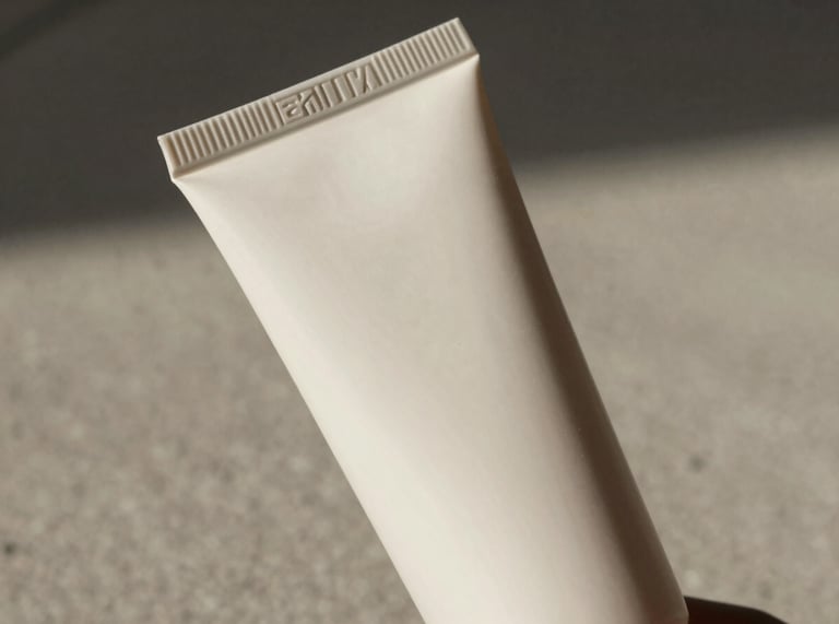 A landscape close-up photograph highlighting the tactile paper texture and seamless lid of a modern scatter tube, soft indirect side-lighting, neutral stone background.