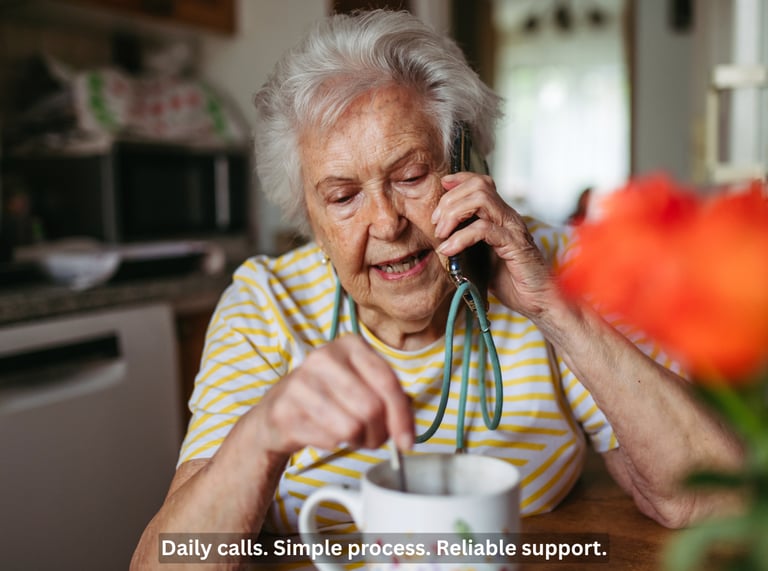 Example of how daily check-in calls for seniors work with monitoring and support