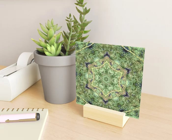 Digital image featuring an abstract forest kaleidoscope design on a Mini Art Print.