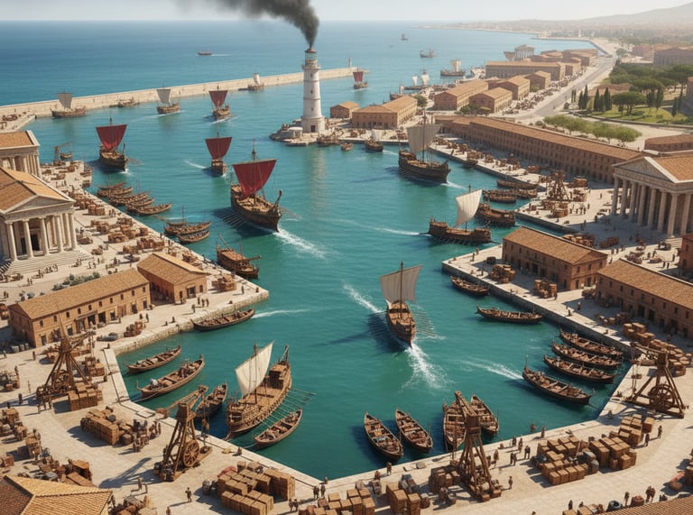 flota romana llegando a puerto