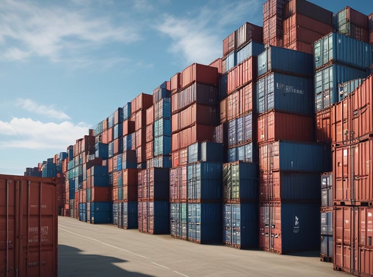 assorted-color filed intermodal containers