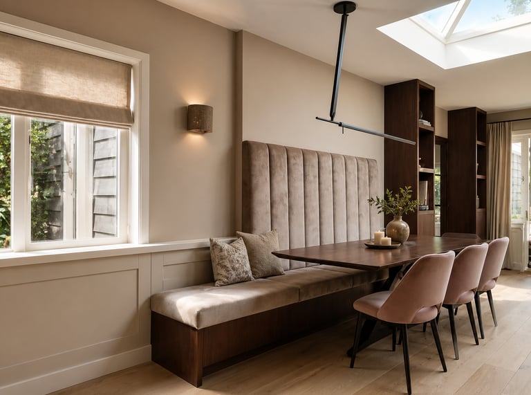 Cozy modern dining nook with natural light