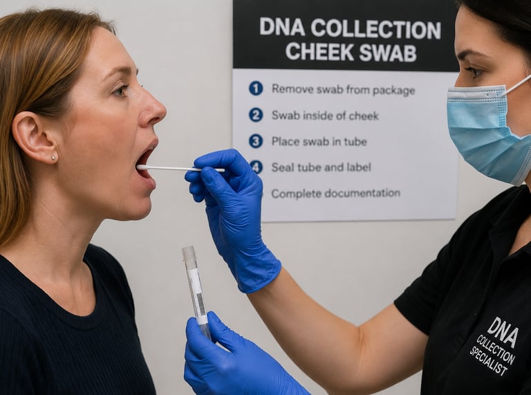 Professional DNA cheek swab collection for legal paternity testing