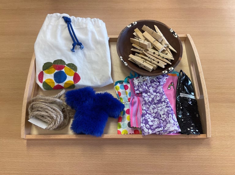 Adaptiertes Montessori-Material: Übung des täglichen Lebens Wäsche aufhängen Montessori-Therapie LB