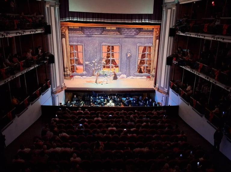 Lots of decorative sets used in the play