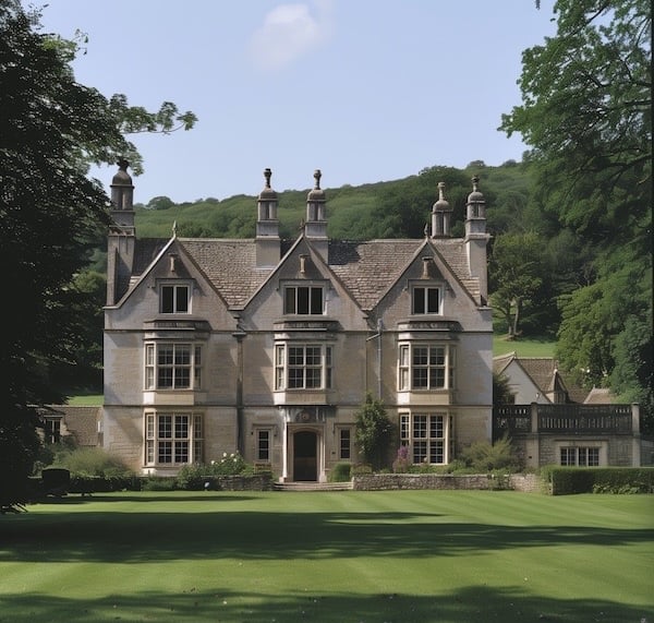Peter Pickering's dream; an English country manor house in landscaped grounds