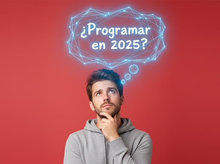 un hombre con un pensamiento que dice programar en 2025?