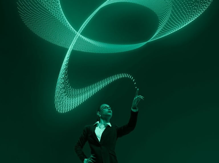 woman empowered drawing with data