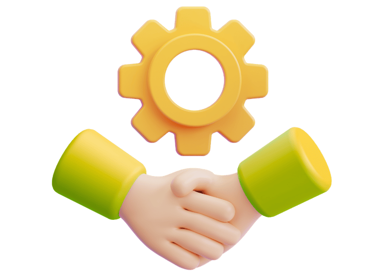 Handshake 3D element representing client partnership and trust