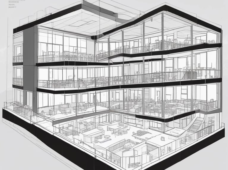 an intricate floorplan of a building