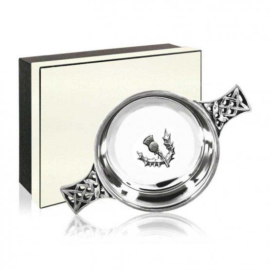 a pewter scottish thistle quaich