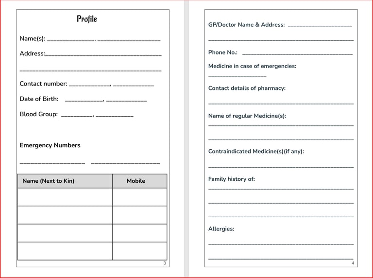 Health journal page - Profile