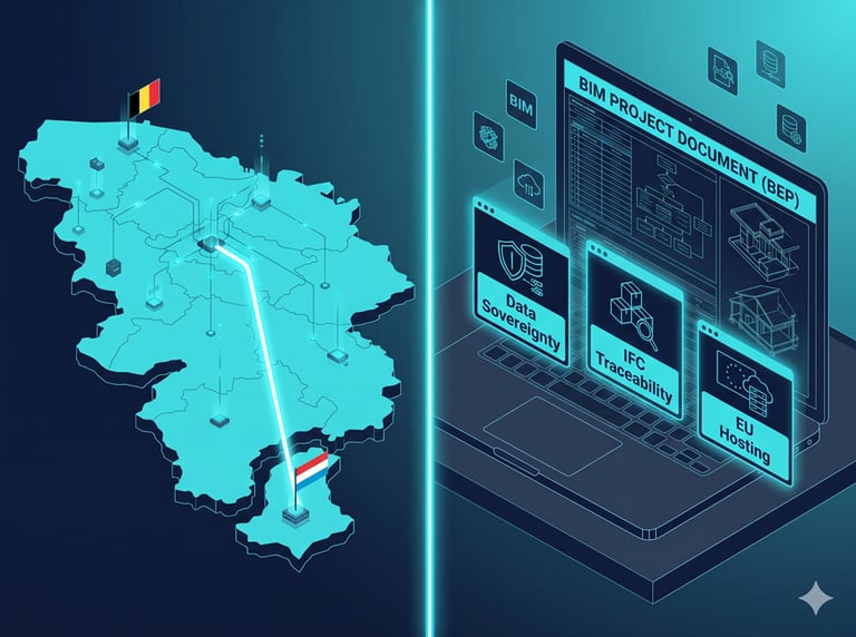 Illustration concept alignement numérique bâtiment et réglementation européenne AEC
