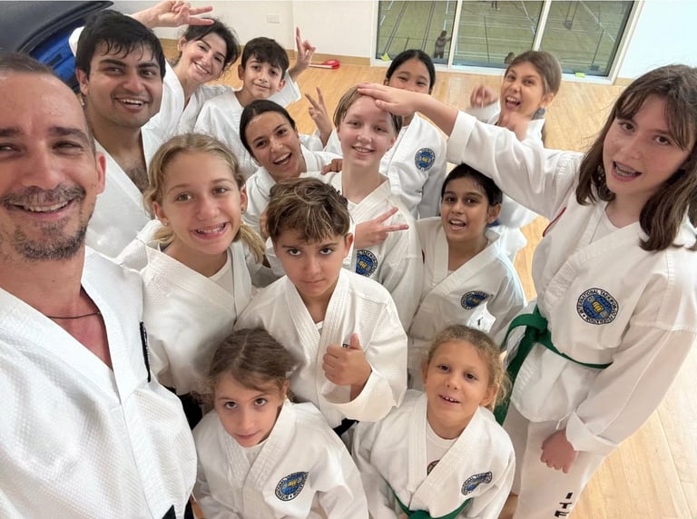 Hwa Rang Taekwon-Do Club in Dubai: students training together for ITF kids taekwondo class