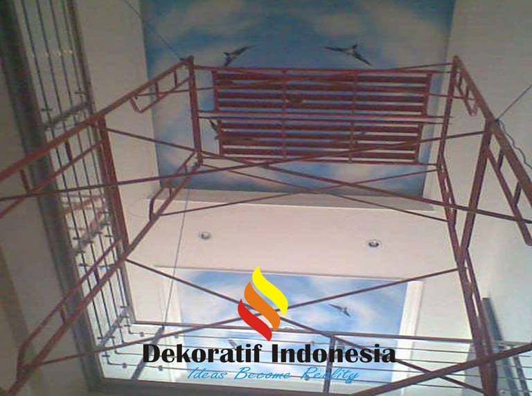 Jasa Cat Plafon Mall Motif Awan 