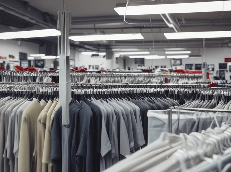 A display of colorful cotton dresses and elegant shalwar kameez suits.