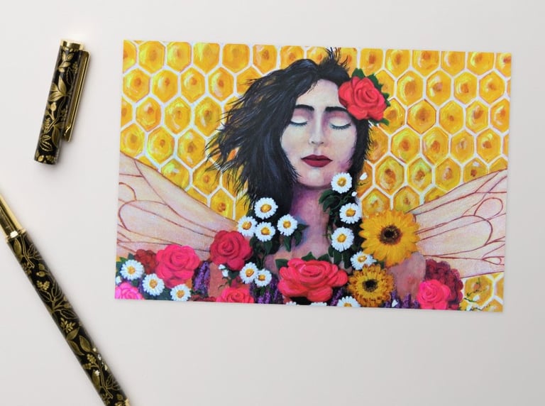 a woman surrounded with flowers