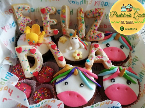 galletas trufas cupcake unicornio cajita personalizada pasteleria queti