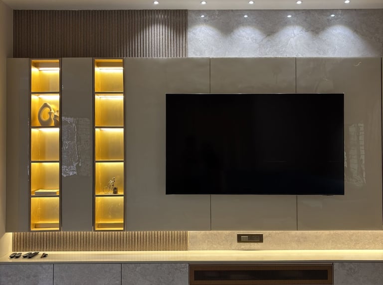 Luxury living room interior design in Palghar by Didhiti Design Studio