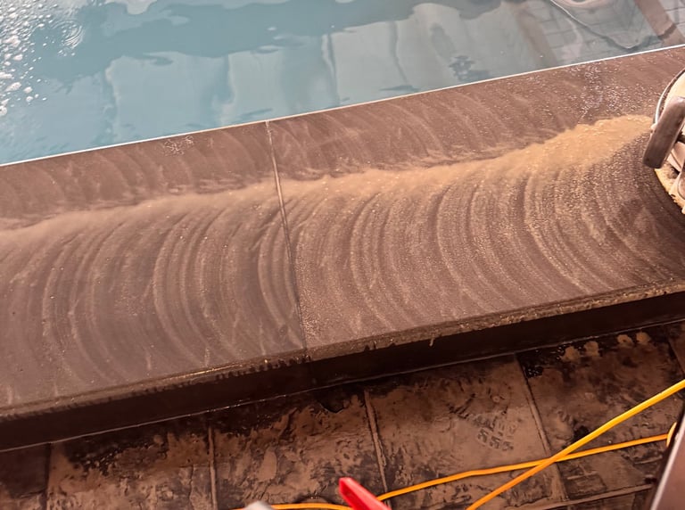 Stone honing and sealing restoring smooth finish and protection on stone surface.