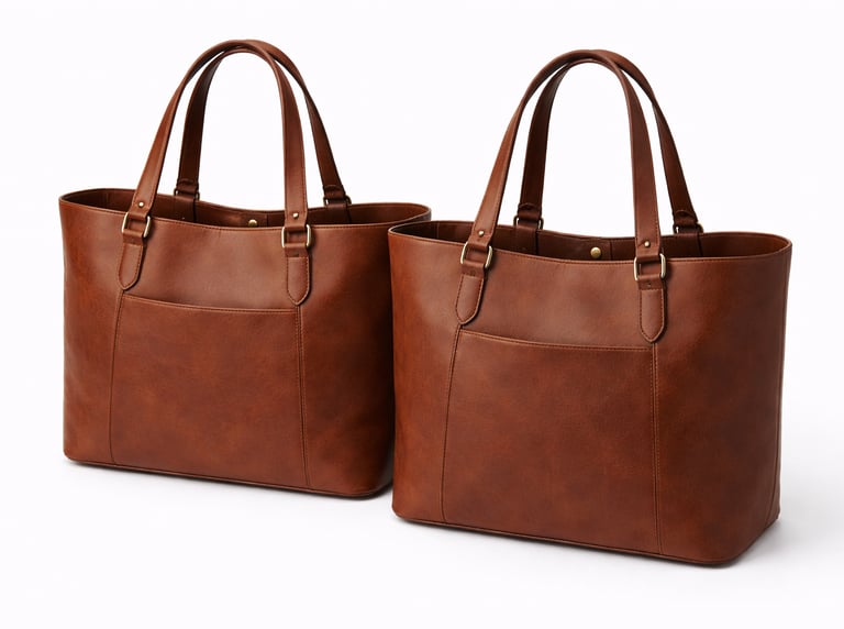 Large leather tote bags with open top and dual shoulder handles