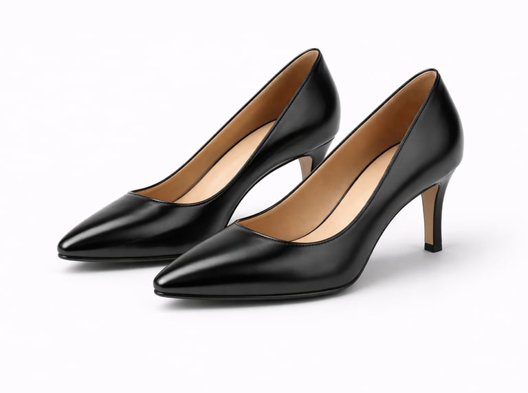 Black women’s leather formal shoes with pointed toe and heel