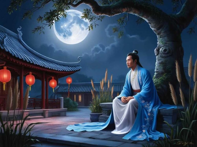 Trần Quốc Tảng Trầm Tư Dưới Ánh Trăng
