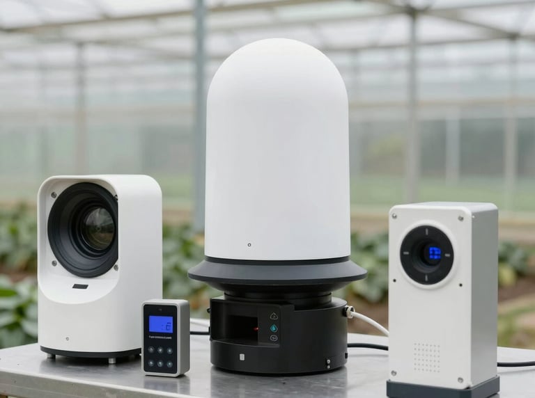 Autonomous agricultural robot navigating through greenhouse rows with precision.