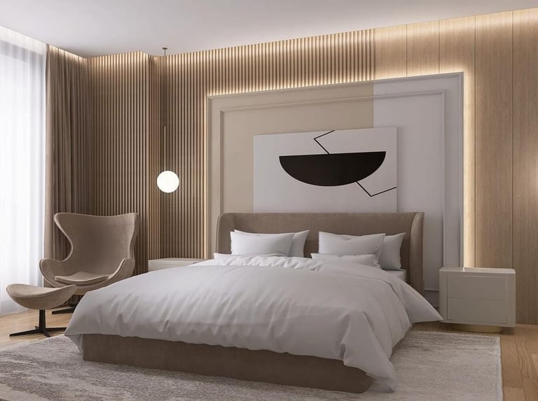 Fluted wall panels.