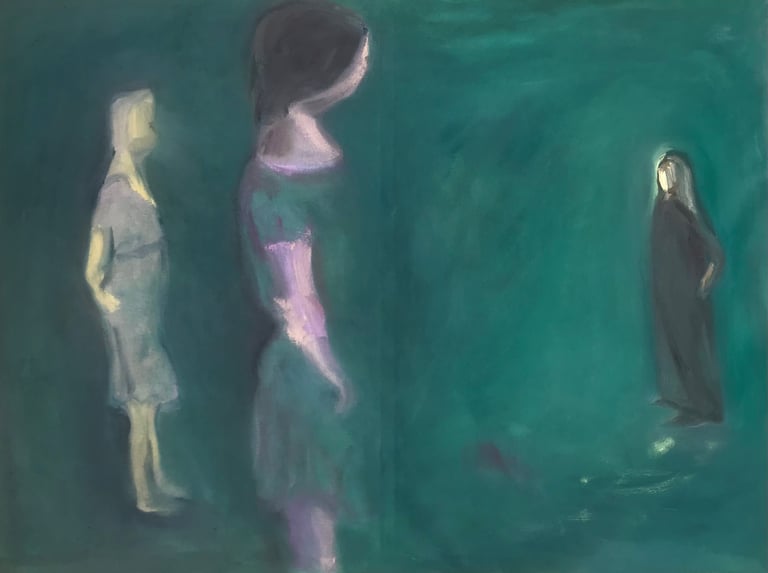 Modern figurative oil painting titled Woman by Lina Mikuzyte