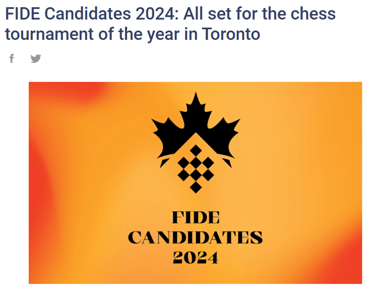FIDE Candidates 2024: Toronto Canada Chess. International Chess
